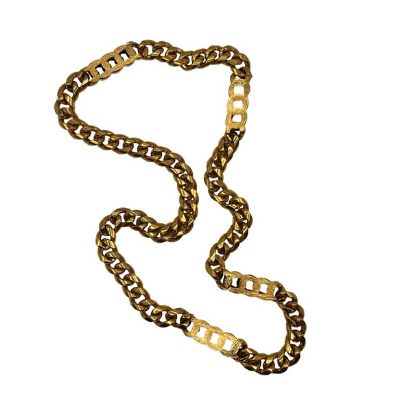 Vintage Heavy Goldtone Black Link Chain signed Givenchy 1976 Paris New York - Picture 3 of 6